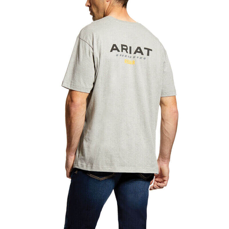 Camisetas Ariat Rebar Cotton Strong Logo Gris Hombre - Chile 629-ZHBTXQ